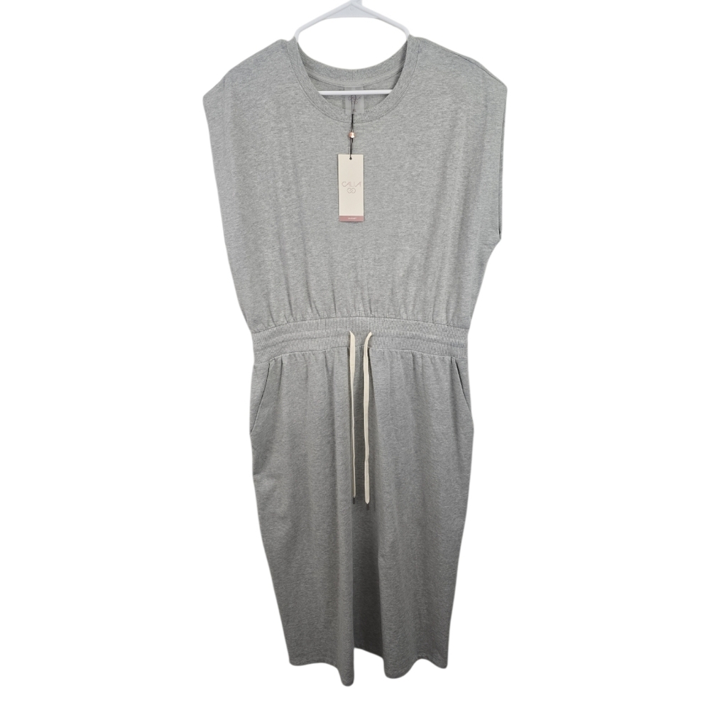 Calia Journey Extended Shoulder Midi Cotton Dress Woman's Size XL Grey NWT